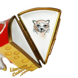 Mouse on Cheese Slice Limoges Box (Retired)