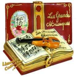 Illustrated Book of Music with Violin Limoges Box (Beauchamp)