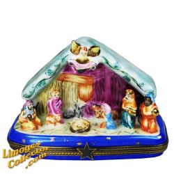 Nativity Scene with Mary, Joseph & Baby Jesus and the Magi Limoges Box (Retired)