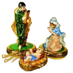 Holy Family Nativity 3-Piece Limoges Box Set (Beauchamp)