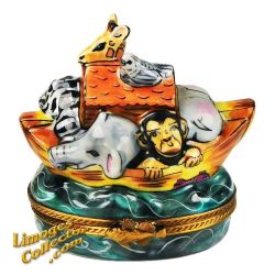 Noah's Ark with Wild Animals on Deck Limoges Box (Rochard) 