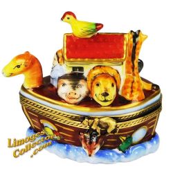 Noah's Ark with Noah & Animals on Deck Limoges Box (Beauchamp)