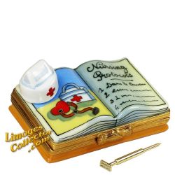 Nurse Book with Nurse Hat, Syringe & First Aid Limoges Box (Beauchamp)