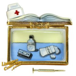 Nurse Book with Nurse Hat, Syringe & First Aid Limoges Box (Beauchamp)