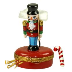 Nutcracker Soldier with Candy Cane Limoges Box (Beauchamp)