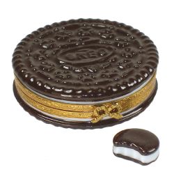 Oreo Cookie with Cookie Limoges Box Inside, a RARE & RETIRED 100% Authentic ARTORIA Collectible Porcelain Trinket Box Gift from France 