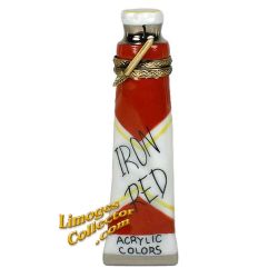 Artist's Paint Tube Red w/ Paint Brush Limoges Box (Beauchamp)