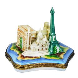Paris Landmarks on Map of France Limoges Box French Porcelain Limoges Trinket Box
