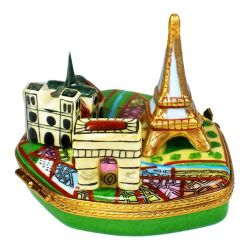 Paris Landmarks Collection Limoges Box with Metro Map, Authentic Hand-Painted French Porcelain Travel Collectible | Limoges Boxes Paris