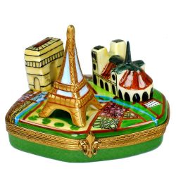 Paris Landmarks Collection Limoges Box with Metro Map, Authentic Hand-Painted French Porcelain Travel Collectible | Limoges Boxes Paris