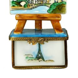 Paris Art Painting on Easel Limoges Box, Authentic Hand-Painted French Porcelain Trinket Box Collectible & Gift Imported from Limoges, France