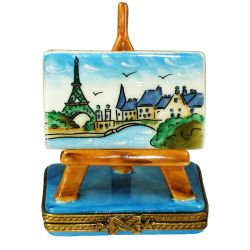 Paris Art Painting on Easel Limoges Box, Authentic Hand-Painted French Porcelain Trinket Box Collectible & Gift Imported from Limoges, France