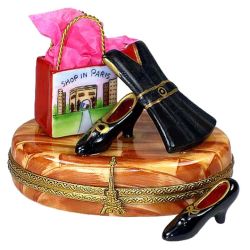 Paris Shopping Spree Little Black Dress & Shoes Limoges Box Fashion Limoges Boxes