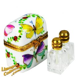 Classic Butterfly Perfume Chest with 2 Bottles Limoges Box (Retired)