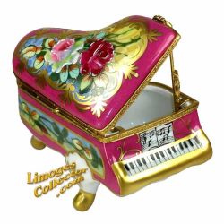 Piano with Rose Design Limoges Box (Beauchamp)