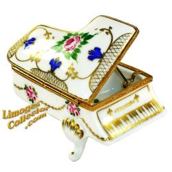 Grand Piano with Rose Design Limoges Box (Retired)
