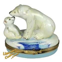 Polar Bear & Cub Ice Fishing Limoges box (Beauchamp)