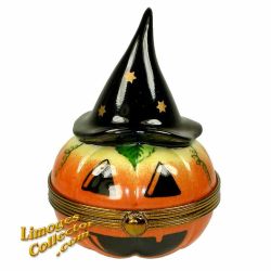 Jack-O-Lantern Pumpkin with Witch Hat Limoges box (Beauchamp)