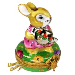 Bunny Rabbit Girl Watering Flowers Limoges Box (Retired)