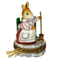 Mama Rabbit Sweeping Limoges Box (Retired)