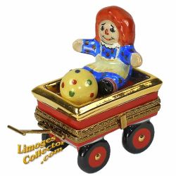 Raggedy Ann Doll in Red Wagon Limoges Box (Beauchamp)