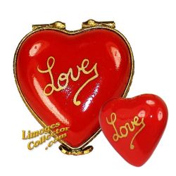 Red Heart Limoges Box with Heart Inside (Beauchamp)