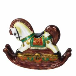 Rocking Horse with Colorful Saddle Limoges Box (Retired)