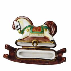 Rocking Horse with Colorful Saddle Limoges Box (Retired)