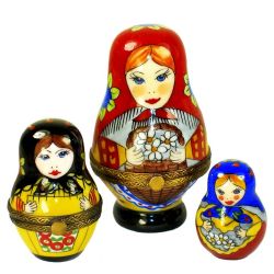 Russian Nesting Dolls Limoges Box Set by Beauchamp, Authentic Hand-Painted French Porcelain Collectible Limoges Boxes France