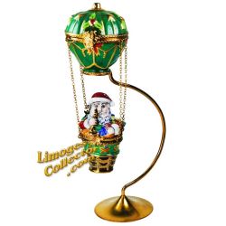 Santa Claus in Hot Air Balloon Double Limoges Box (Rochard)
