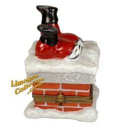 Santa Diving Into Chimney Limoges Box (Retired)