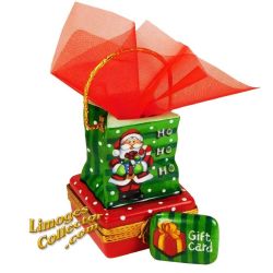 Christmas Santa Gift Bag with Gift Card Limoges Box (Beauchamp Exclusive)