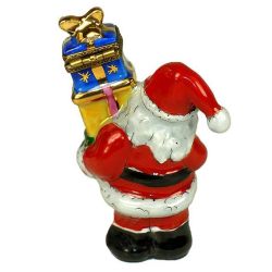 Santa Claus with Stack of Gifts Limoges Box