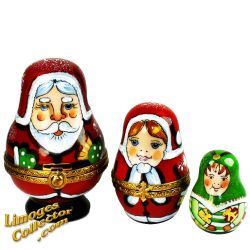 Santa, Mrs. Claus & Elf Stacking Limoges Box Set (Beauchamp Exclusive)
