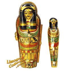 Egyptian 24K Gold Sarcophagus with Painted Mummy Limoges Box (Beauchamp)