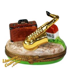 Paris Performance Saxophone & Suitcase Limoges Box (Retierd)