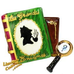 Sherlock Holmes Mystery Books Stack with Magnifying Glass Limoges Box