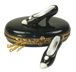 Paris High Fashion Shoes on Black Base Limoges Box (Retired)