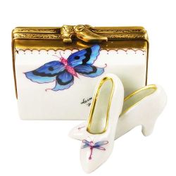 Shoe Box with Butterfly Design Limoges Box by Beauchamp | Authentic  Hand-Painted French Porcelain Gift | Collectible Limoges Art Trinket Box