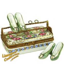 Floral Shoe Case with 2 Pairs of Shoes Limoges Box (Retired)