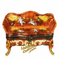 Elegant Sofa with Cherub Design Limoges Box (Retired)
