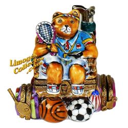 3-Hinged Multi-Sport Bear Limoges Box (Retired)