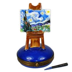 Van Gogh Starry Night Limoges Box on Easel by Beauchamp | 100% Authentic Hand-Painted French Porcelain Collectible Gift