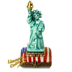 Statue of Liberty on US Flag Limoges Box (Beauchamp)