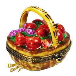 Basket of Luscious Strawberries and Raspberries Limoges Box (Retired)