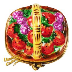 Basket of Luscious Strawberries and Raspberries Limoges Box (Retired)