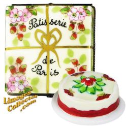 Strawberry Cake in Pastry Box Porcelain Limoges Box