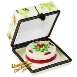 Strawberry Cake in Pastry Box Porcelain Limoges Box
