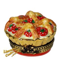 Strawberry Pie in Gold Dish Limoges Box (Beauchamp)