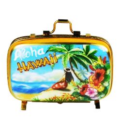 Hawaii Suitcase with Bikini & Hawaiian Shirt Limoges box (Beauchamp)